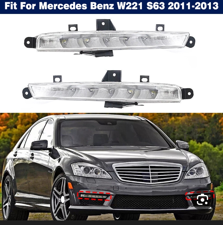 أضواء نهارية تعمل بتقنية LED (DRL) ومصابيح ضباب مخصصة لسيارات مرسيدس بنز الفئة S طراز W221 S63 AMG