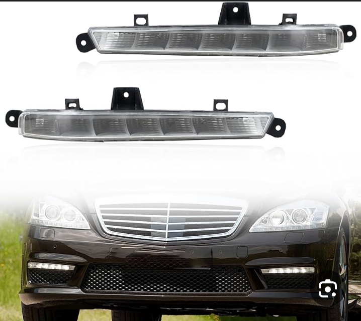 زوج من مصابيح LED للضباب أو الإضاءة النهارية (DRL) المصممة خصيصًا لسيارات مرسيدس بنز الفئة إس موديل W221 S63.