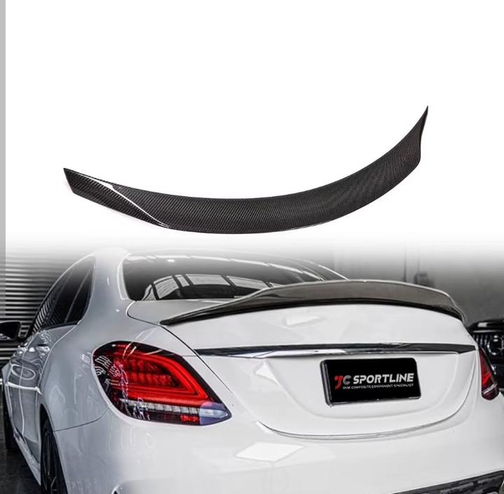جناح خلفي (سبويلر) لصندوق السيارة مصنوع من ألياف الكربون (Carbon Fiber) لسيارات مرسيدس بنز الفئة C موديلات W205