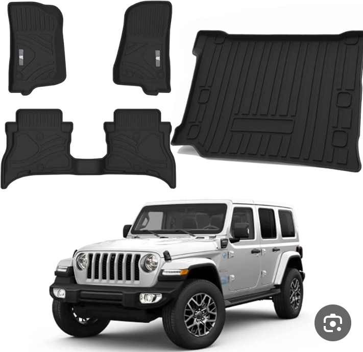 سجادات أرضية سوداء متينة مصممة خصيصًا لسيارة جيب رانجلر (Jeep